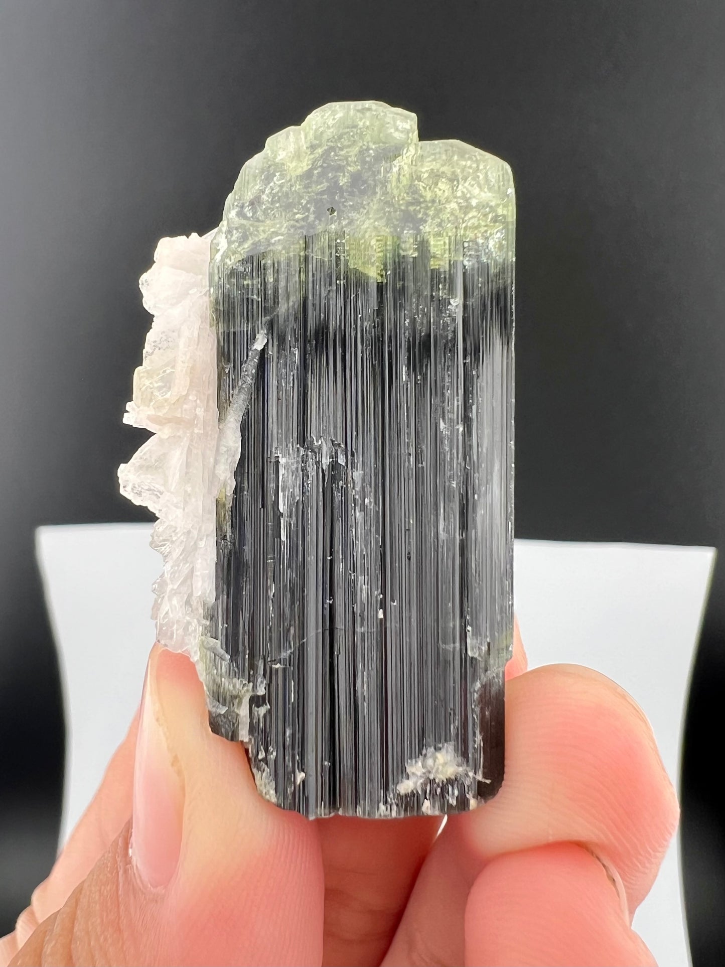 Green Cap Tourmaline Crystal with Albite from Pakistan - 27 Grams