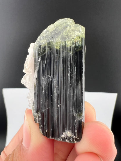 Green Cap Tourmaline Crystal with Albite from Pakistan - 27 Grams