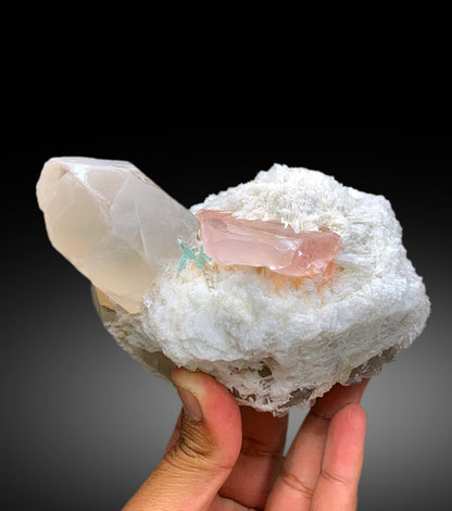 Peach Pink Color Morganite with Green Tourmalines, Quartz and Cleavelandite Albite, Morganite Specimen from Dara-i-Pech Afghanistan - 1065 g