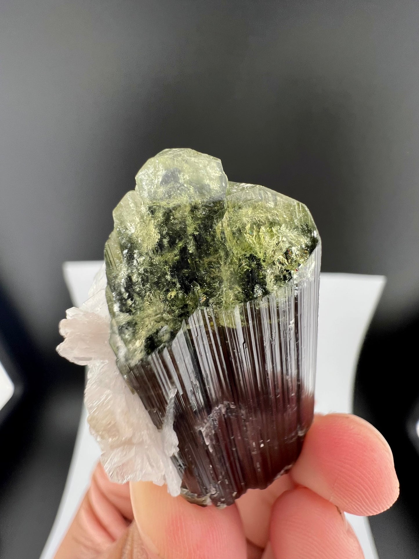 Green Cap Tourmaline Crystal with Albite from Pakistan - 27 Grams