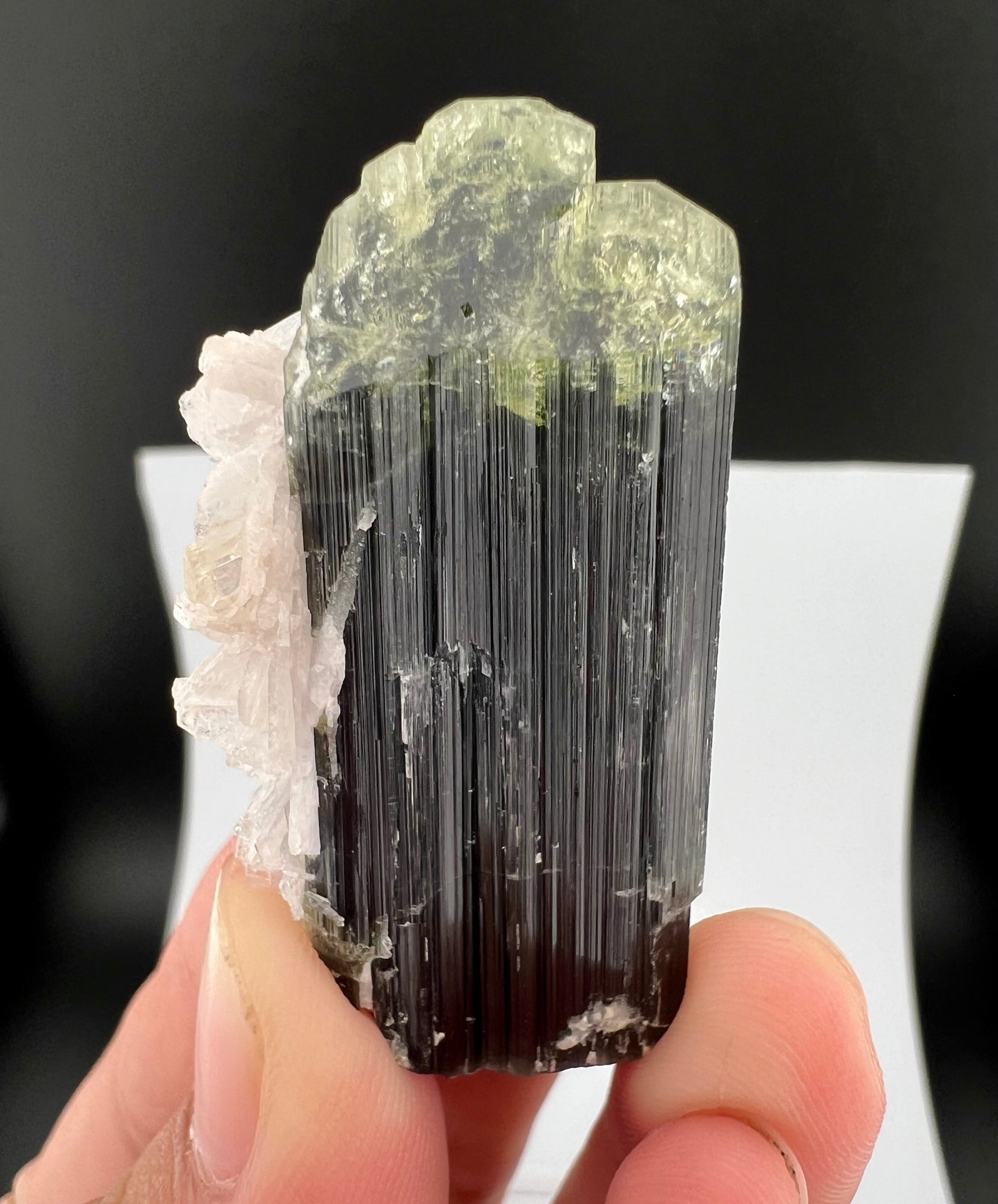 Green Cap Tourmaline Crystal with Albite from Pakistan - 27 Grams
