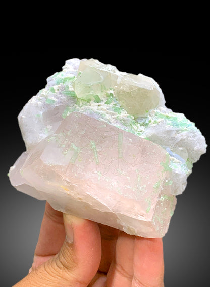 Pink Color Morganite with Green Tourmalines, Quartz and Albite, Morganite Specimen from Dara-i-Pech Afghanistan - 337 gram