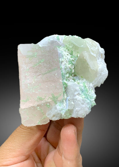 Pink Color Morganite with Green Tourmalines, Quartz and Albite, Morganite Specimen from Dara-i-Pech Afghanistan - 337 gram