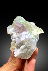 Natural Pink Color Morganite with Quartz, Green Tourmalines and Feldspar, Fine Mineral, Morganite Mineral Specimen - 259 gram