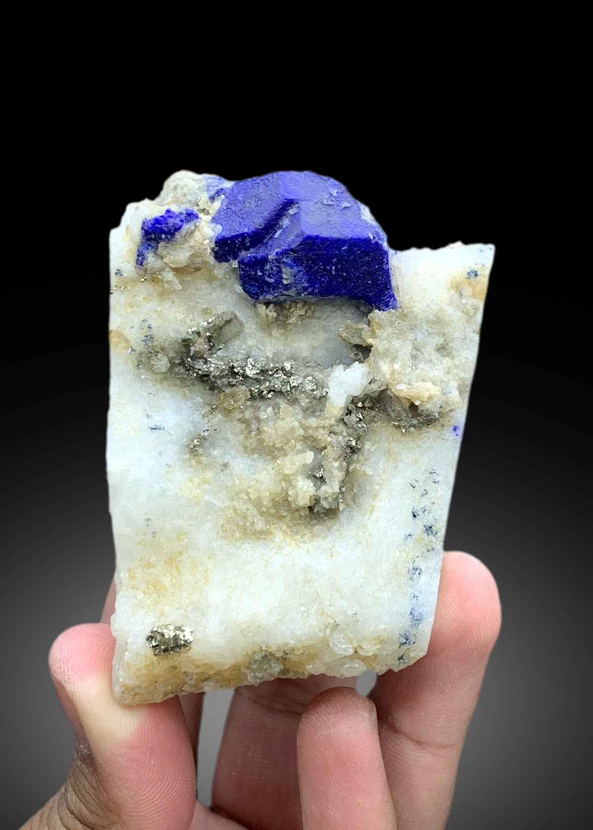 Ink Blue Lapis Lazuli with Pyrite on Matrix Kokcha Valley Badakhshan Afghanistan  - 413 gram