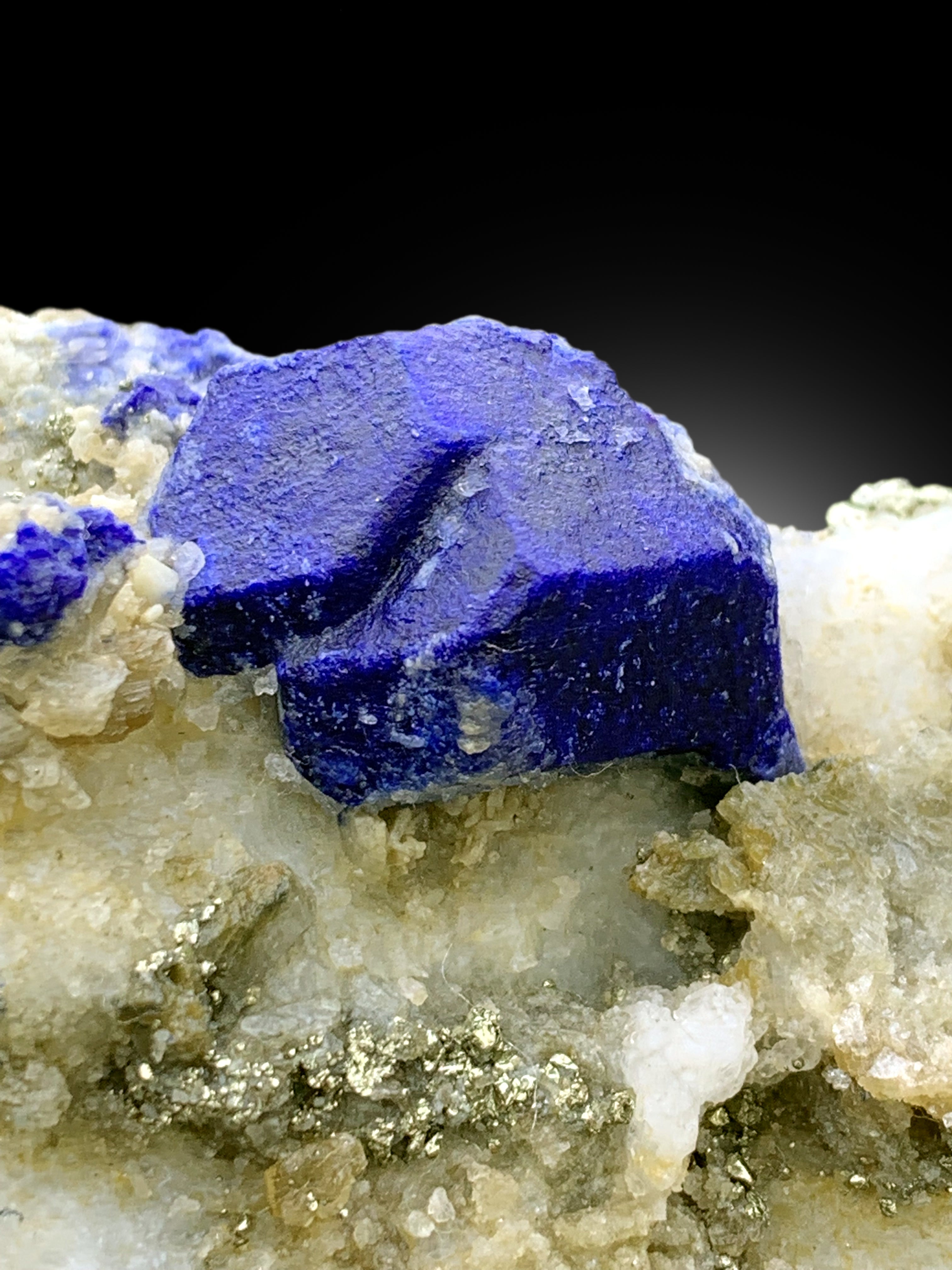 Ink Blue Lapis Lazuli with Pyrite on Matrix Kokcha Valley Badakhshan Afghanistan  - 413 gram