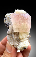 Peach Pink Color Morganite with Albite and Lepidolite from Skardu Pakistan - 127 gram