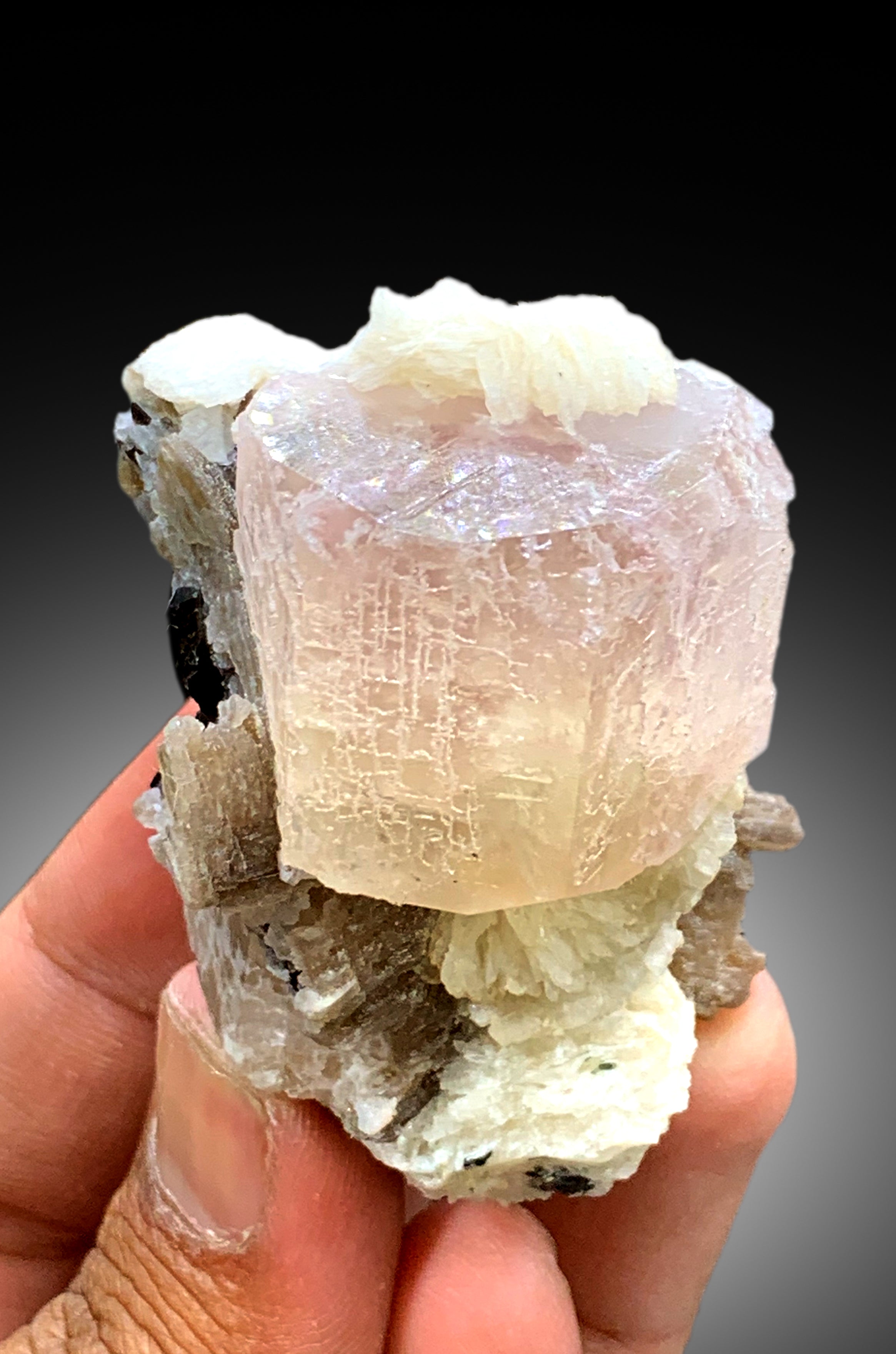 Peach Pink Color Morganite with Albite and Lepidolite from Skardu Pakistan - 127 gram