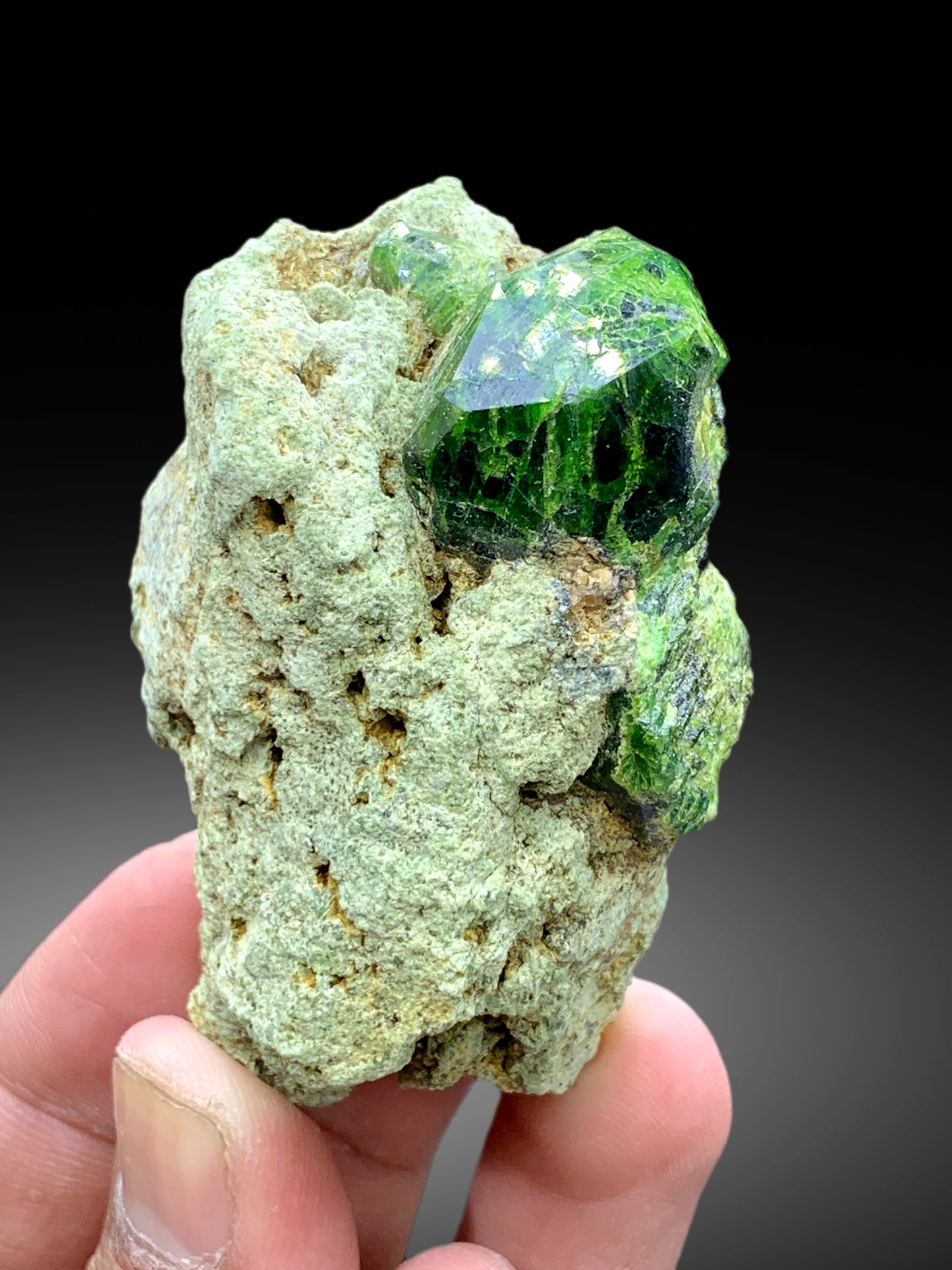 Lush Green Demantoid Garnet Crystals on Matrix, Garnet Specimen, Fine Mineral, Demantoid Garnet Stone - 138 gram