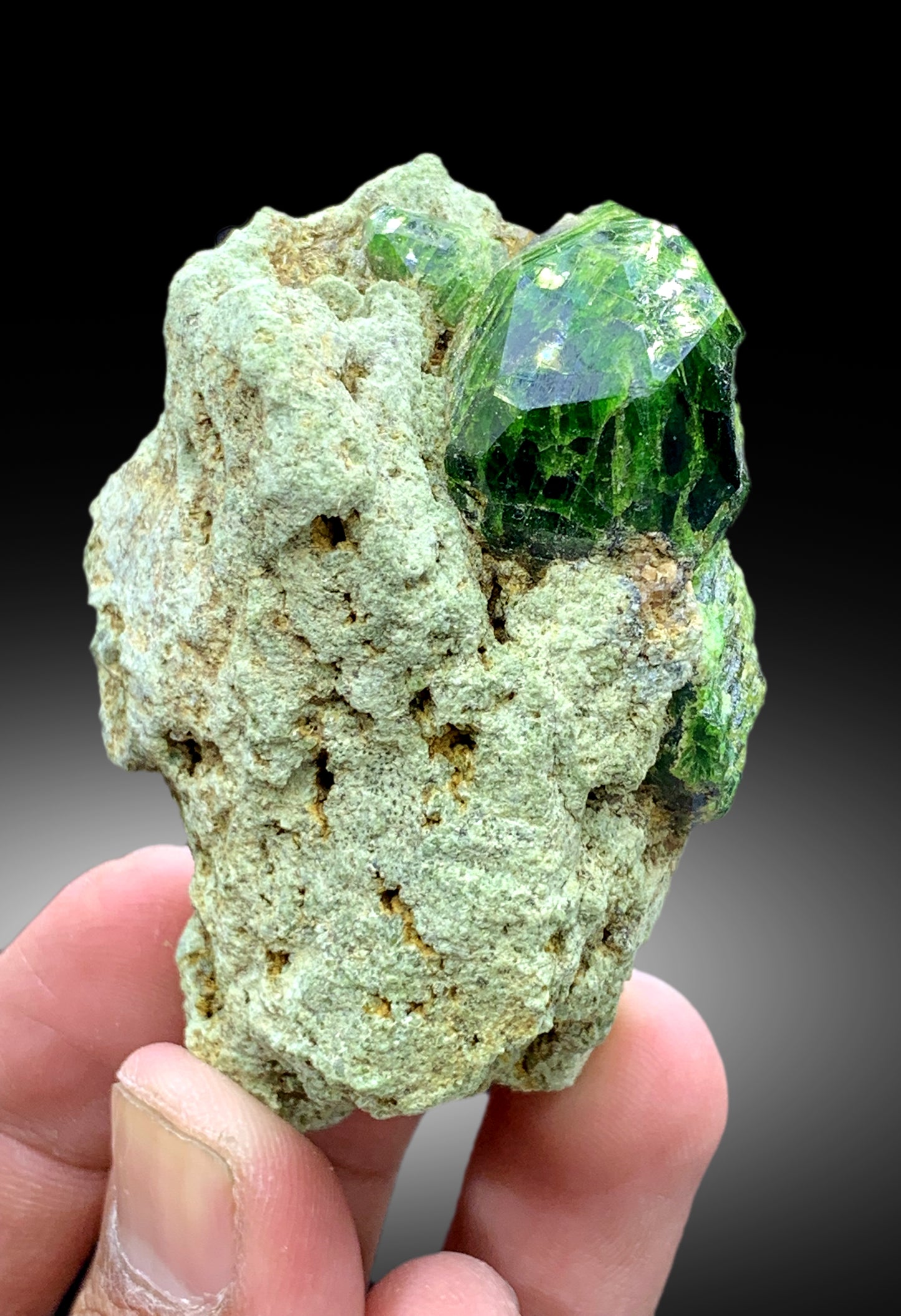 Lush Green Demantoid Garnet Crystals on Matrix, Garnet Specimen, Fine Mineral, Demantoid Garnet Stone - 138 gram
