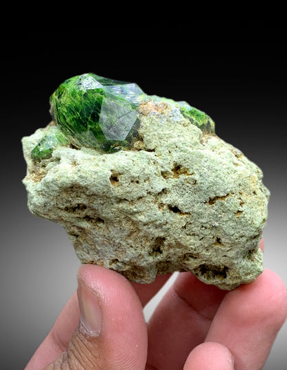Lush Green Demantoid Garnet Crystals on Matrix, Garnet Specimen, Fine Mineral, Demantoid Garnet Stone - 138 gram