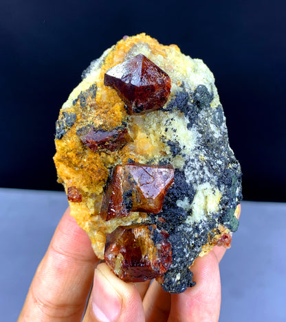 Red Zircon Crystals on Matrix from Skardu Pakistan - 192 gram