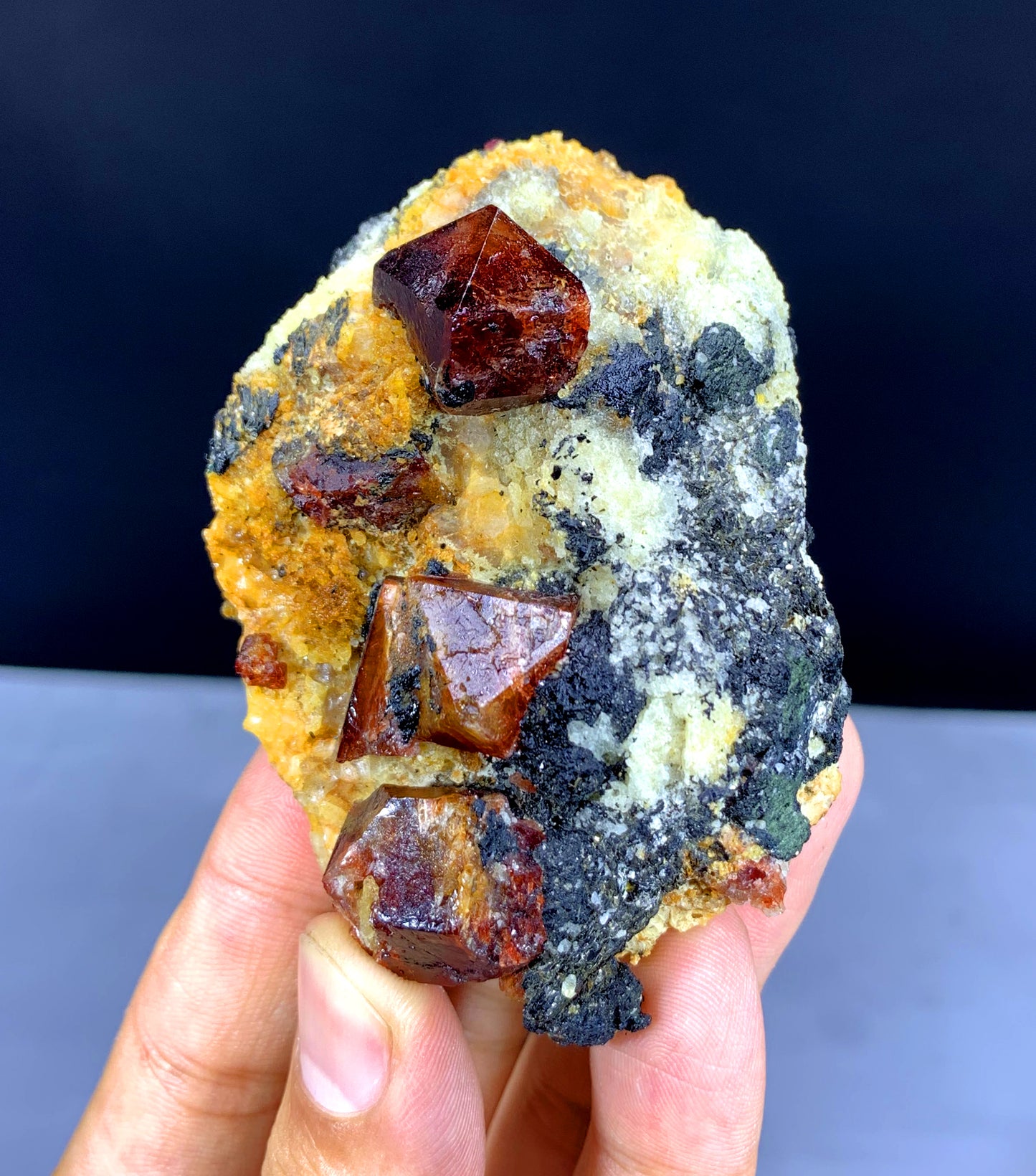 Red Zircon Crystals on Matrix from Skardu Pakistan - 192 gram
