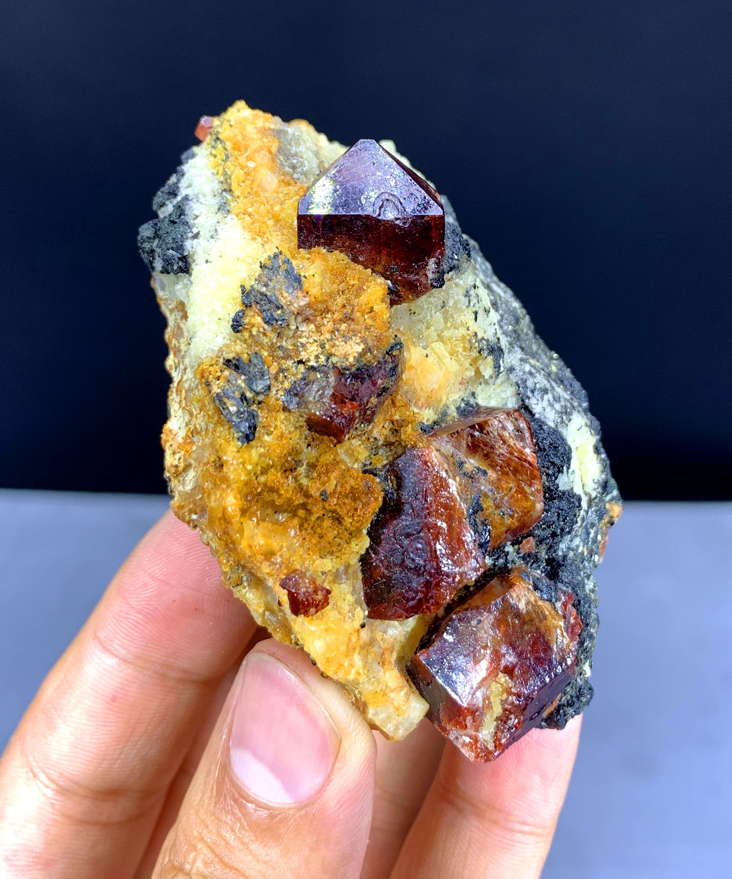 Red Zircon Crystals on Matrix from Skardu Pakistan - 192 gram