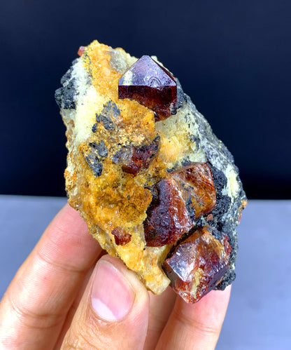Red Zircon Crystals on Matrix from Skardu Pakistan - 192 gram
