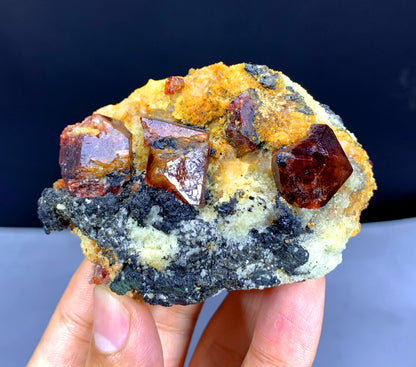 Red Zircon Crystals on Matrix from Skardu Pakistan - 192 gram