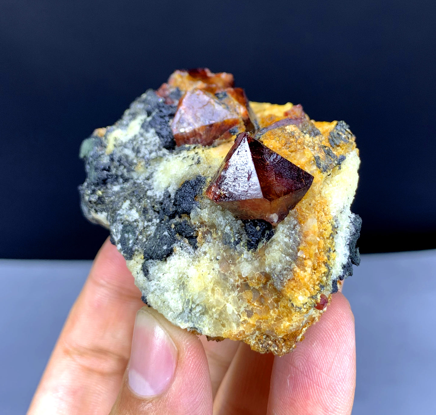 Red Zircon Crystals on Matrix from Skardu Pakistan - 192 gram