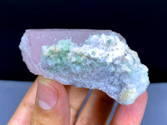 Pink Morganite with Green Tourmalines on Albite from Afghanistan - 134 gram