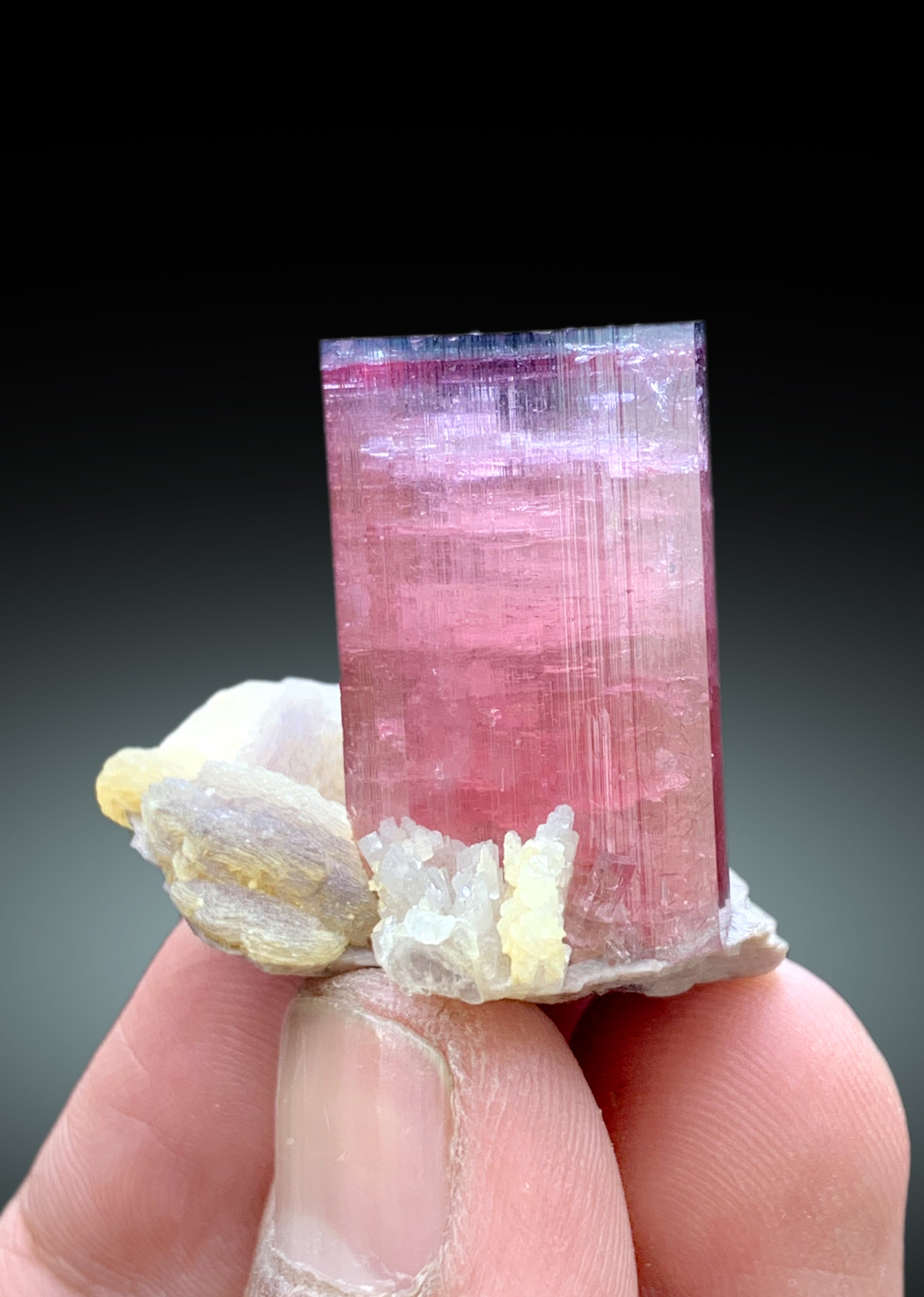 Top Grade Tricolor Tourmaline with Lepidolite and Feldspar from Paprok Afghanistan - 30 gram