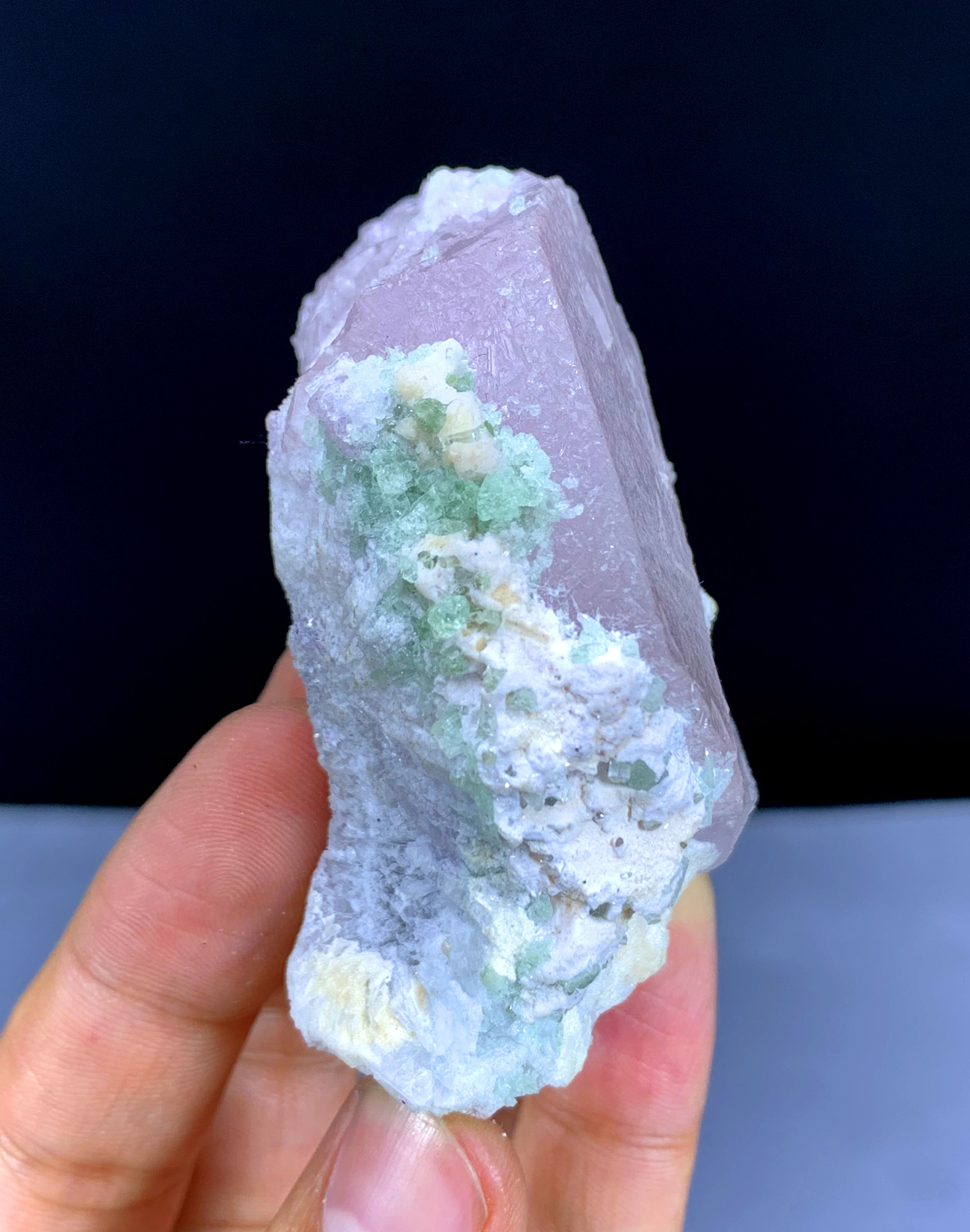 Pink Morganite with Green Tourmalines on Albite from Afghanistan - 134 gram