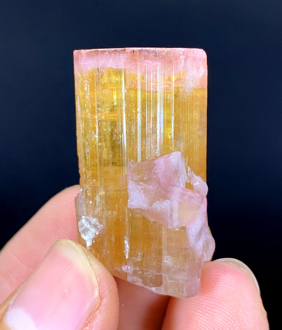 Pink Cap Orange Color Tourmaline Crystal from Paprok Afghanistan - 21 gram