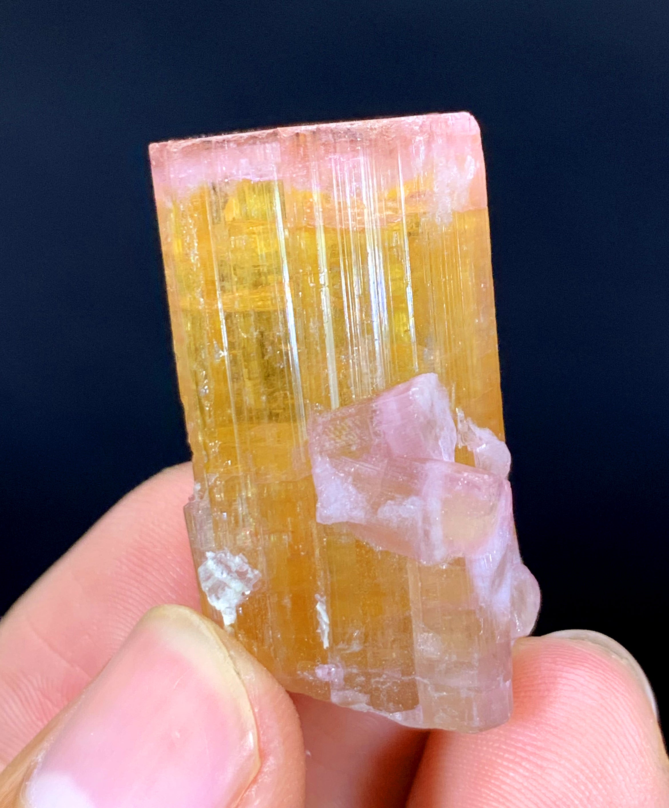 Pink Cap Orange Color Tourmaline Crystal from Paprok Afghanistan - 21 gram