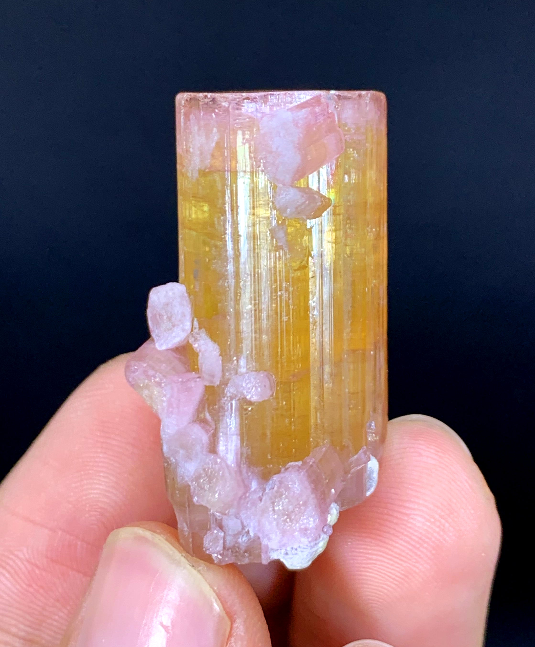 Pink Cap Orange Color Tourmaline Crystal from Paprok Afghanistan - 21 gram