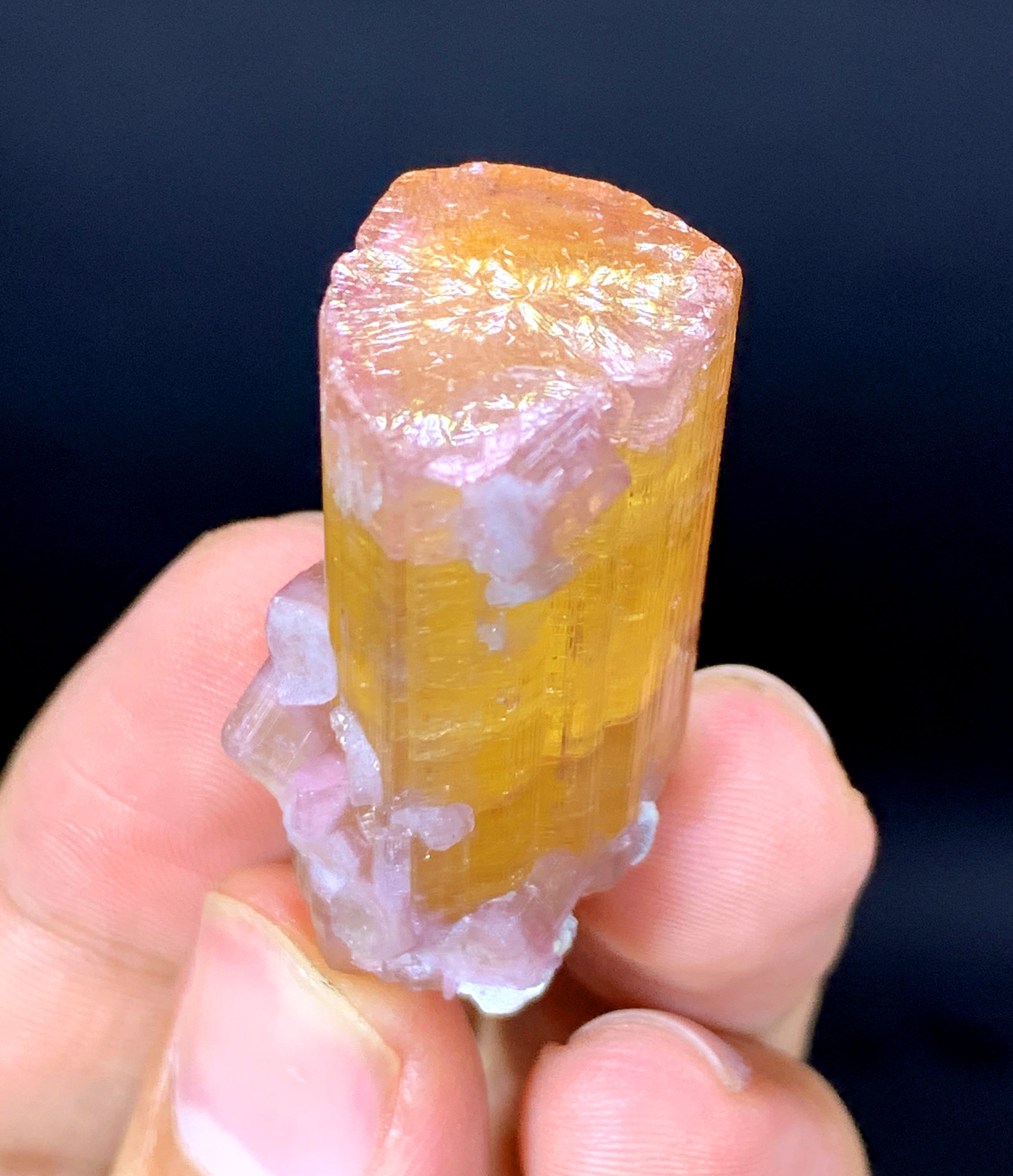 Pink Cap Orange Color Tourmaline Crystal from Paprok Afghanistan - 21 gram