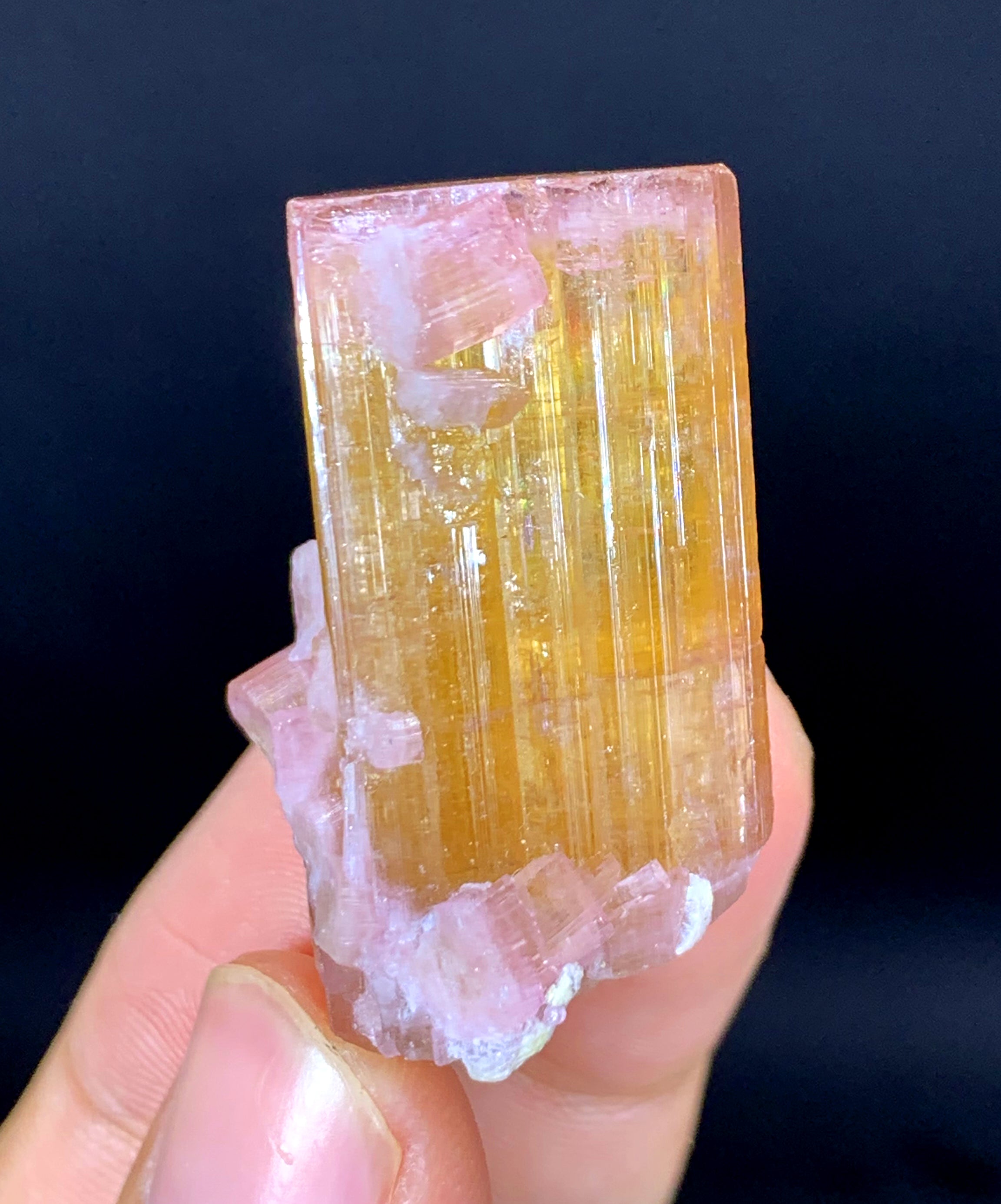 Pink Cap Orange Color Tourmaline Crystal from Paprok Afghanistan - 21 gram