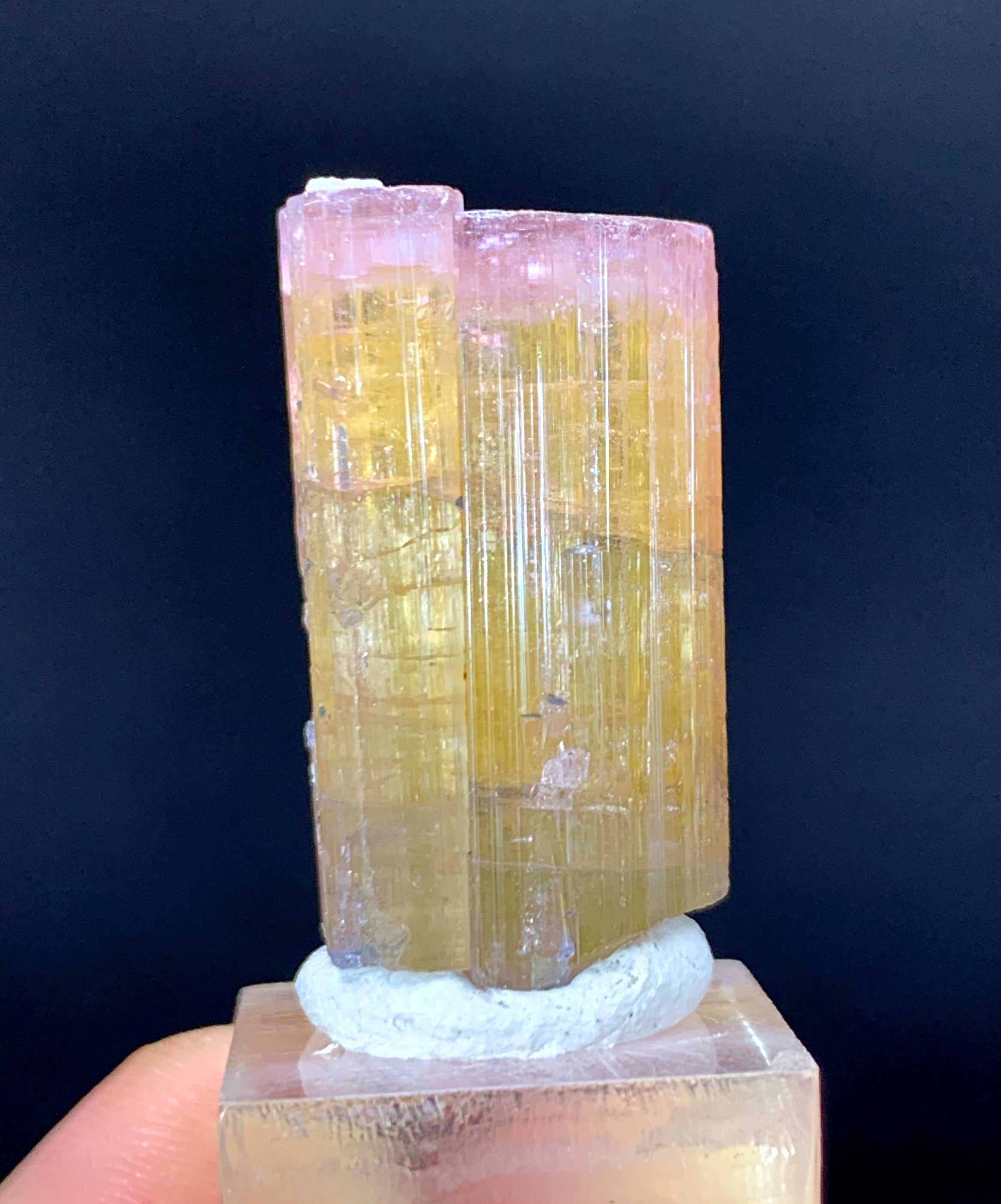 Pink Cap Orange Color Tourmaline Crystal from Paprok Afghanistan - 12 gram