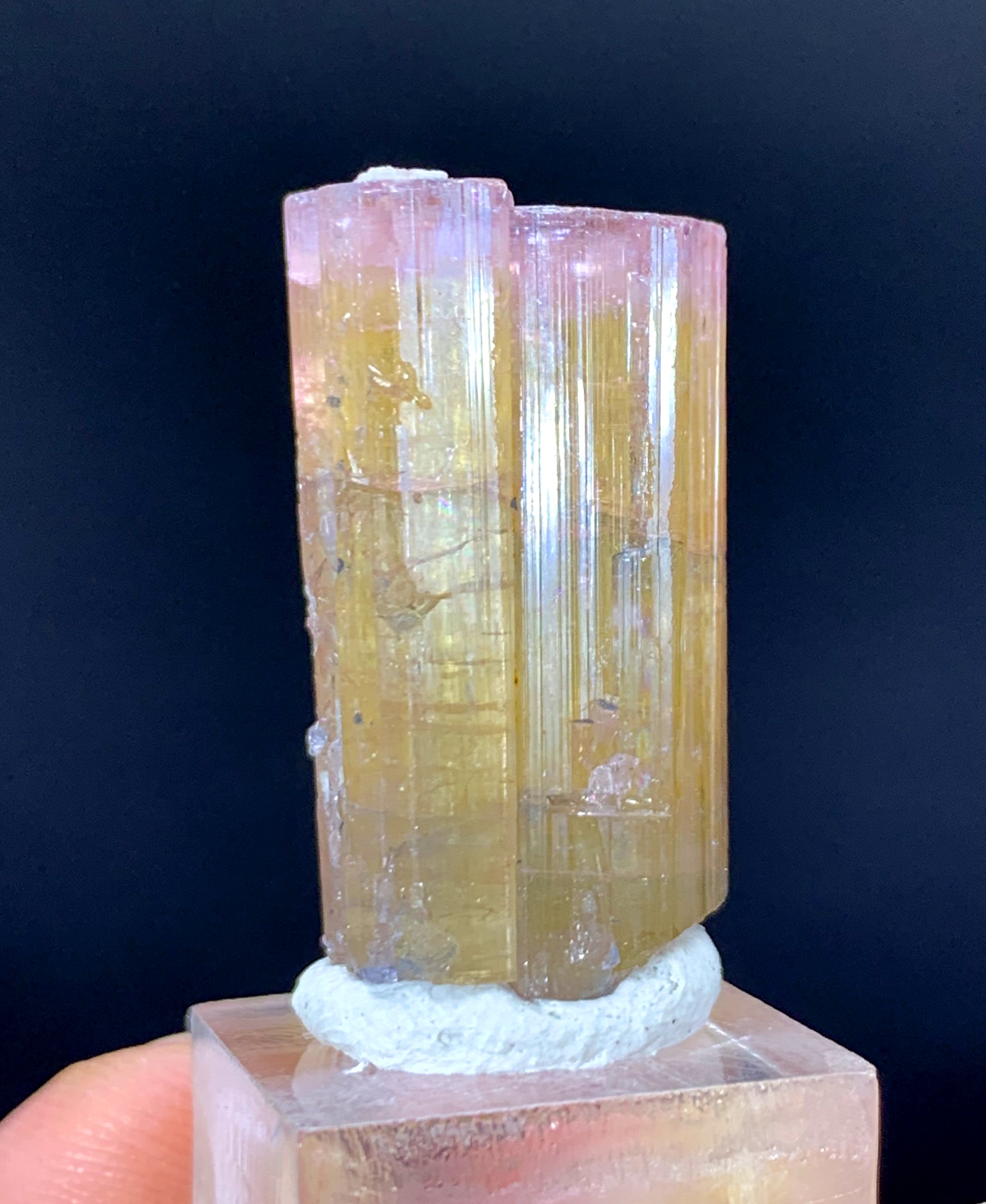 Pink Cap Orange Color Tourmaline Crystal from Paprok Afghanistan - 12 gram