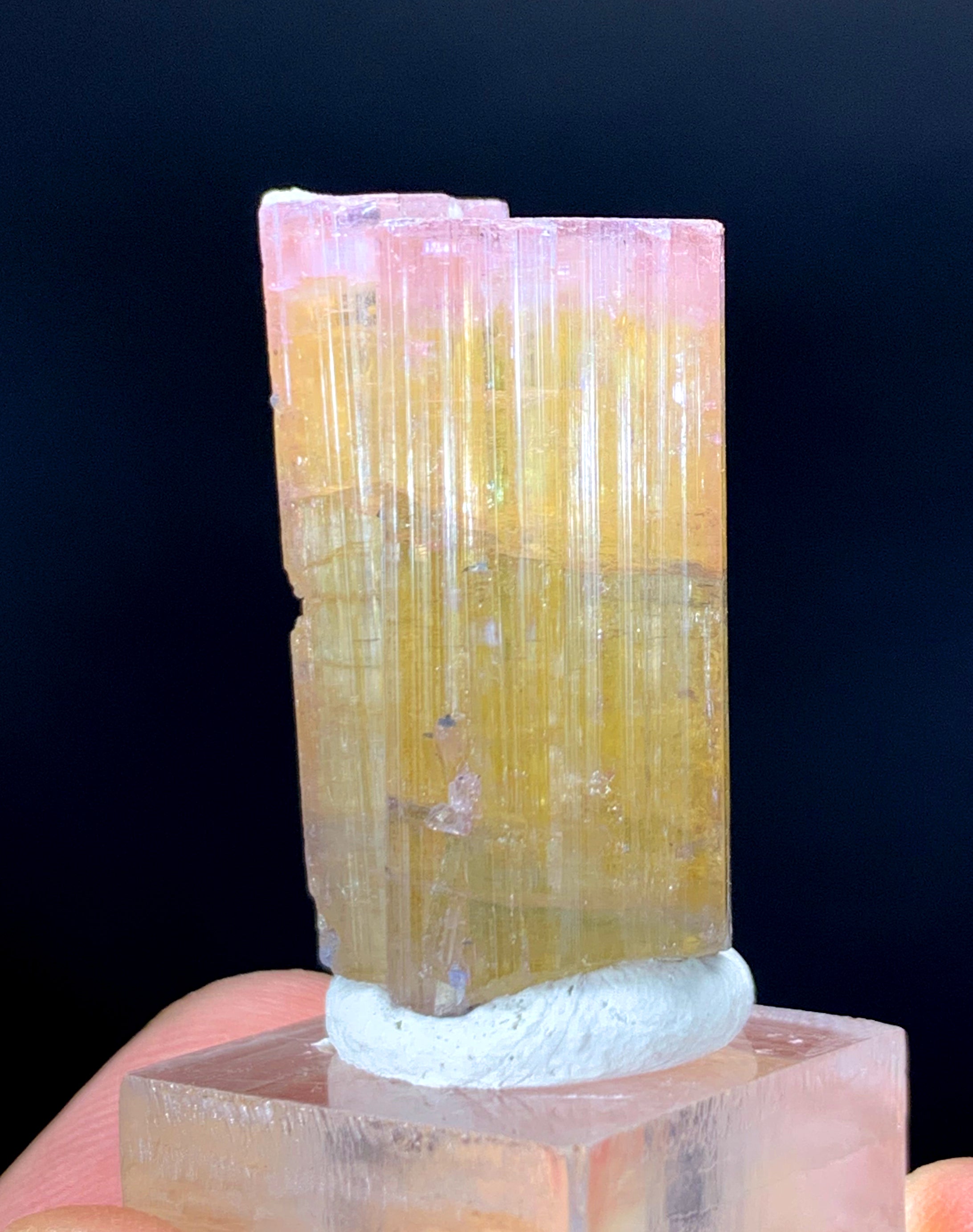 Pink Cap Orange Color Tourmaline Crystal from Paprok Afghanistan - 12 gram