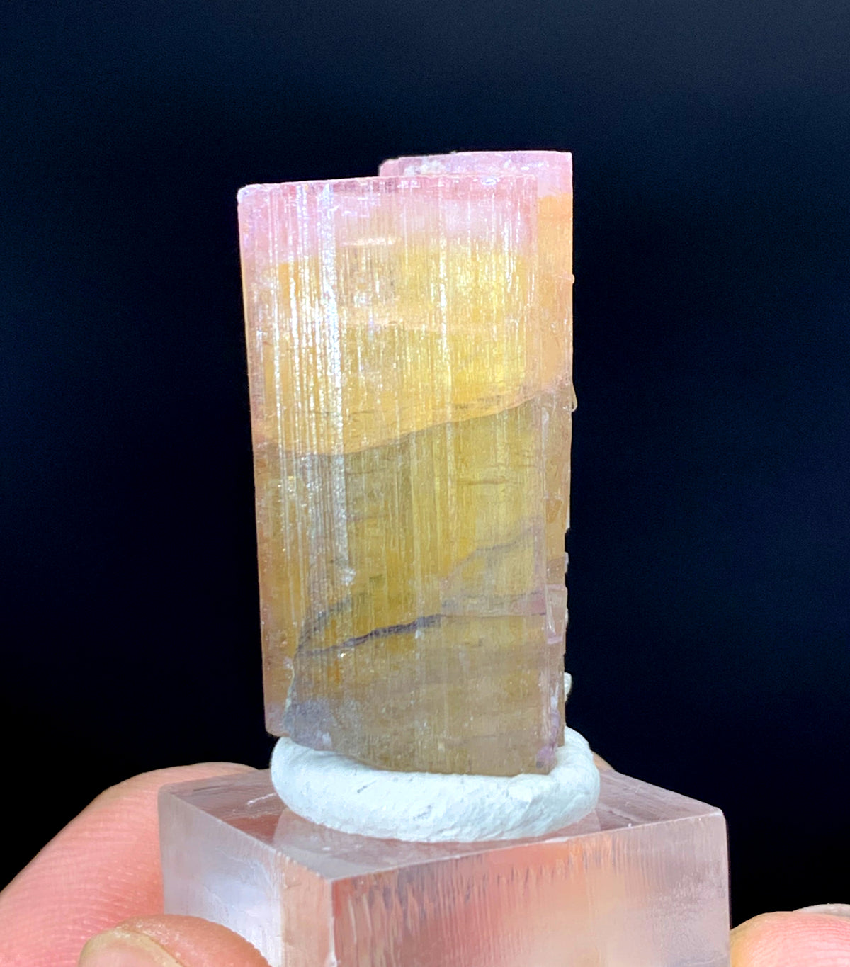 Pink Cap Orange Color Tourmaline Crystal from Paprok Afghanistan - 12 gram