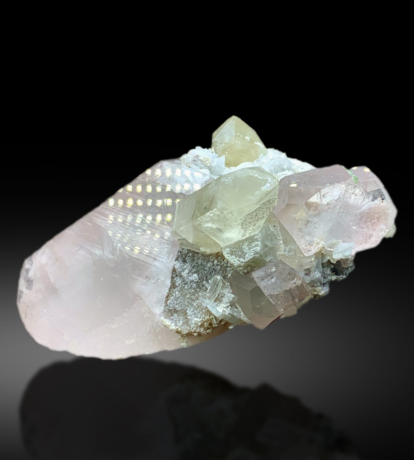 Pink Morganite Crystals with Quartz, Green Tourmalines and Lepidolite, Morganite Specimen, Fine Mineral - 625 gram