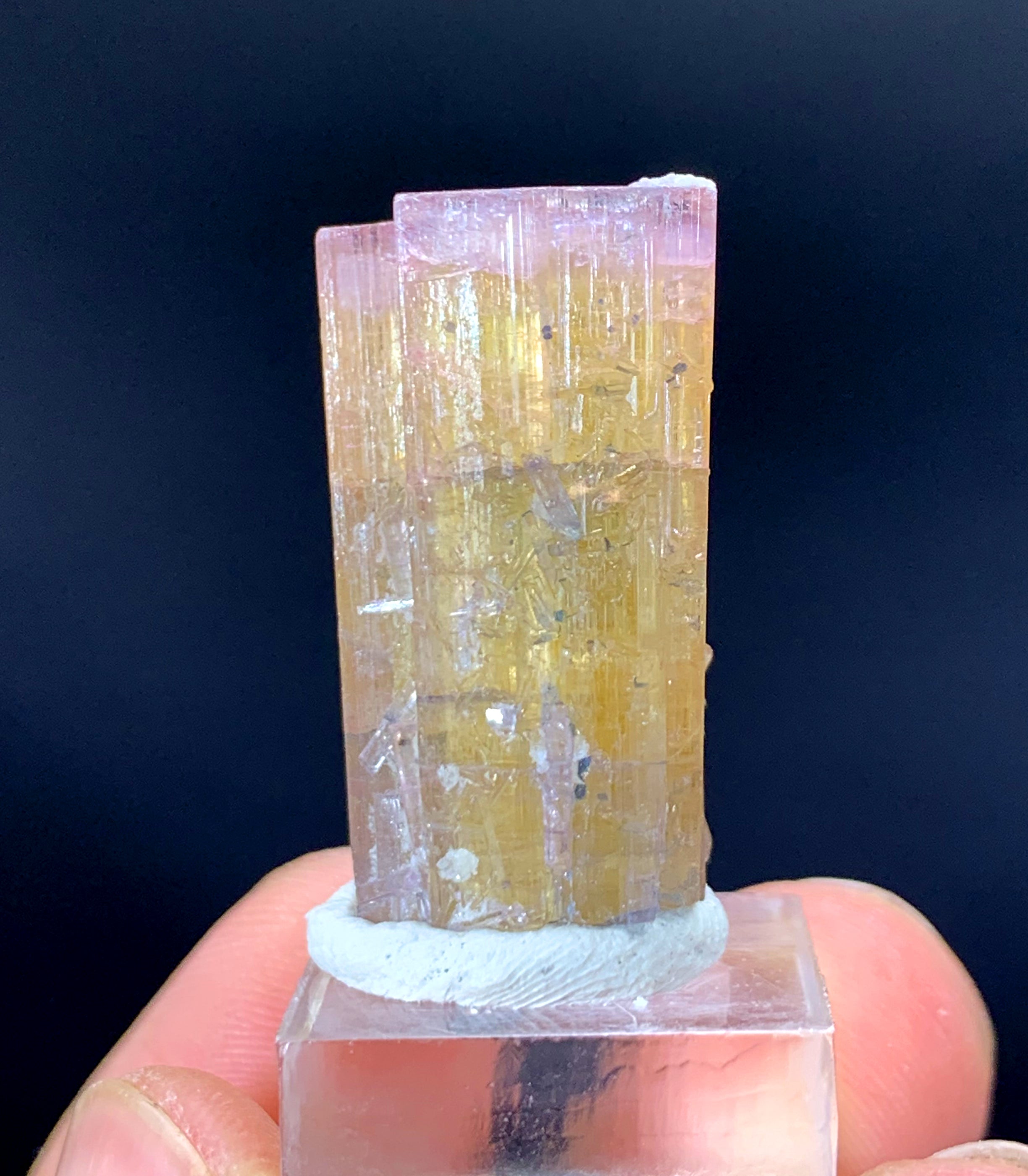 Pink Cap Orange Color Tourmaline Crystal from Paprok Afghanistan - 12 gram