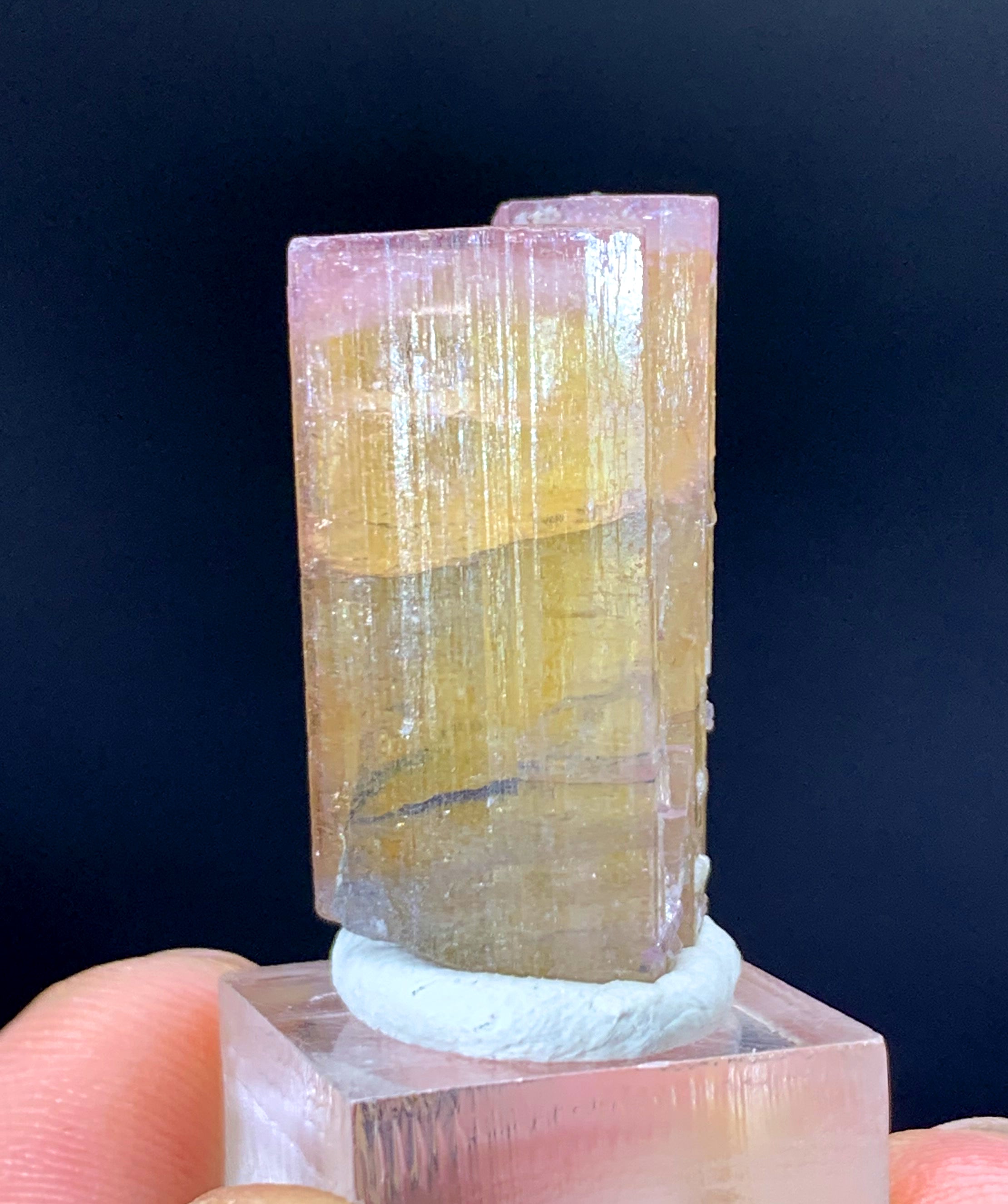 Pink Cap Orange Color Tourmaline Crystal from Paprok Afghanistan - 12 gram