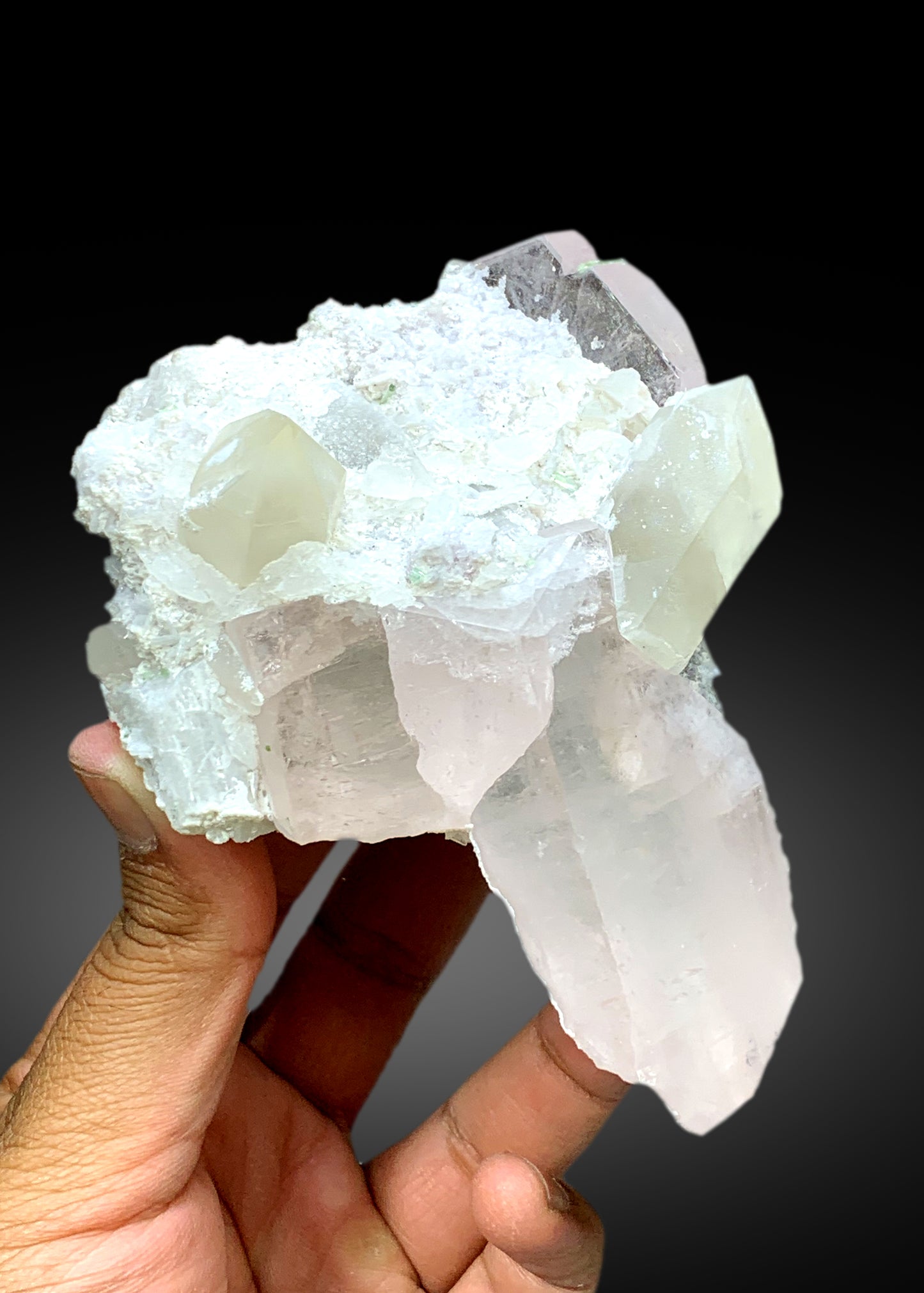 Pink Morganite Crystals with Quartz, Green Tourmalines and Lepidolite, Morganite Specimen, Fine Mineral - 625 gram