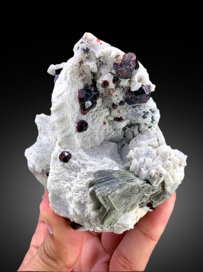 Natural Red Color garnet Crystals with Mica on Matrix, Garnet Specimen, Raw Mineral, Garnet from Skardu Pakistan - 530 gram