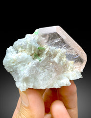 Transparent Pink Color Morganite with Green Tourmalines and Albite, Morganite Specimen from Dara-i-Pech Afghanistan - 105 gram