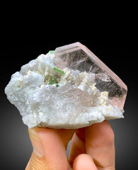 Transparent Pink Color Morganite with Green Tourmalines and Albite, Morganite Specimen from Dara-i-Pech Afghanistan - 105 gram