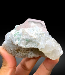 Natural Pink Color Morganite with Green Tourmalines and Albite, Morganite Specimen, Fine Minerals - 238 gram