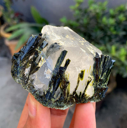 Green Epidot Cluster On Quartz Crystal From Pakistan - 207 Grams