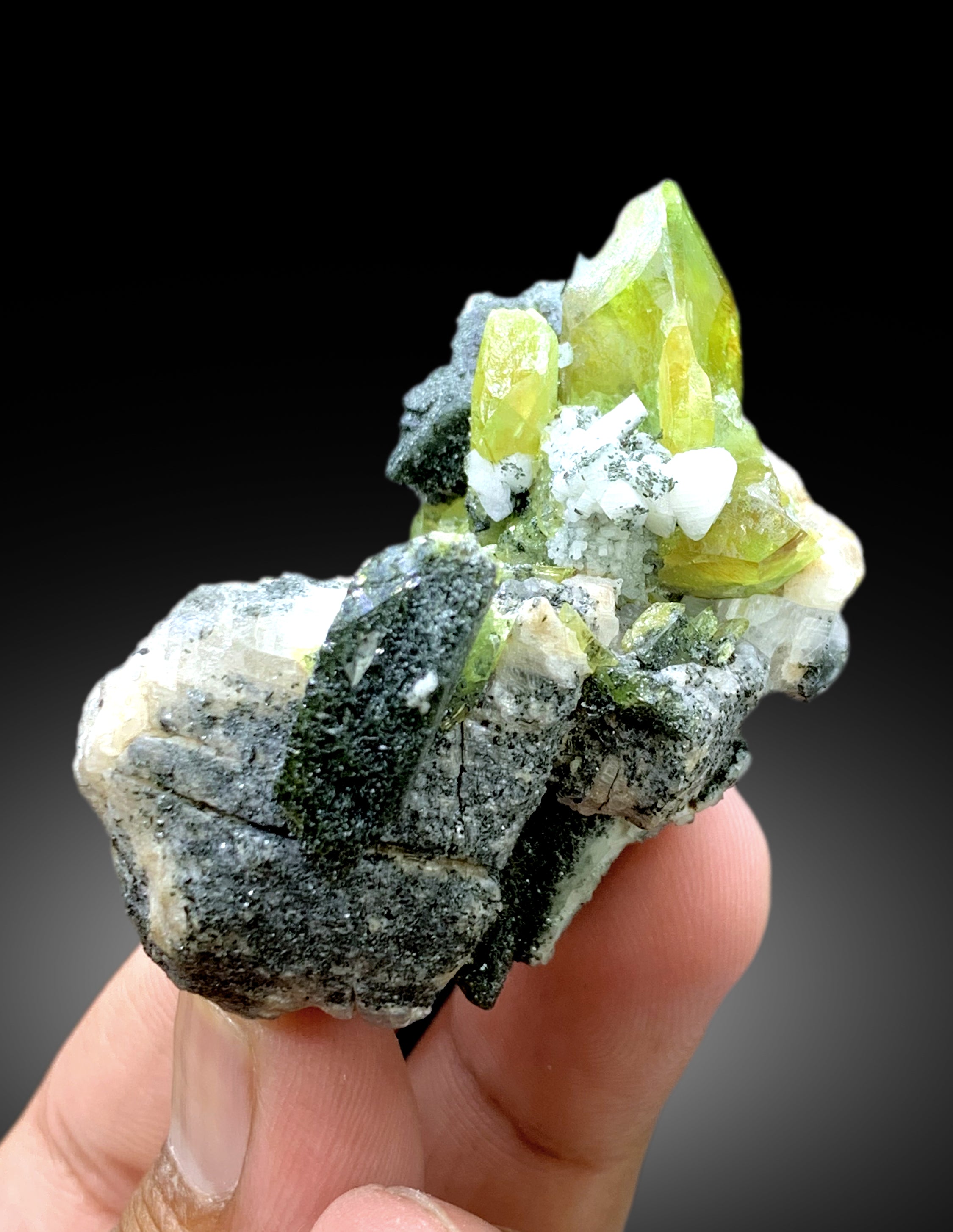 Green Color Titanite Sphene with Hematite from Skardu Pakistan - 67 gram