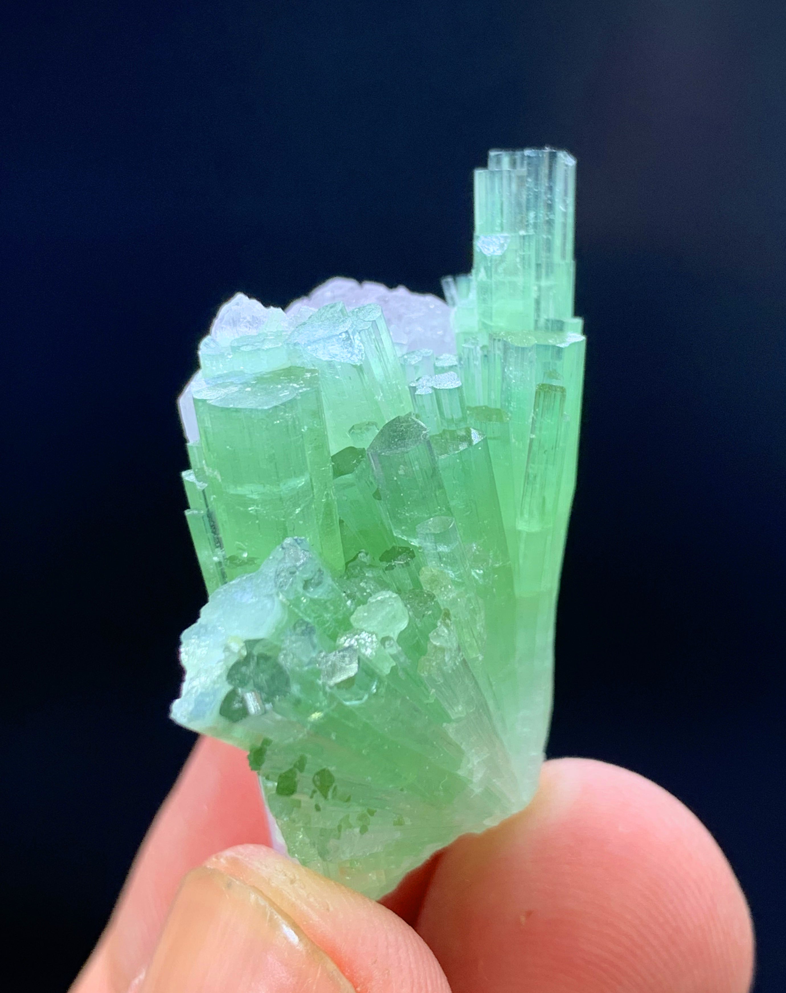 Green Tourmaline Cluster with Kunzite from Afghanistan - 17 gram