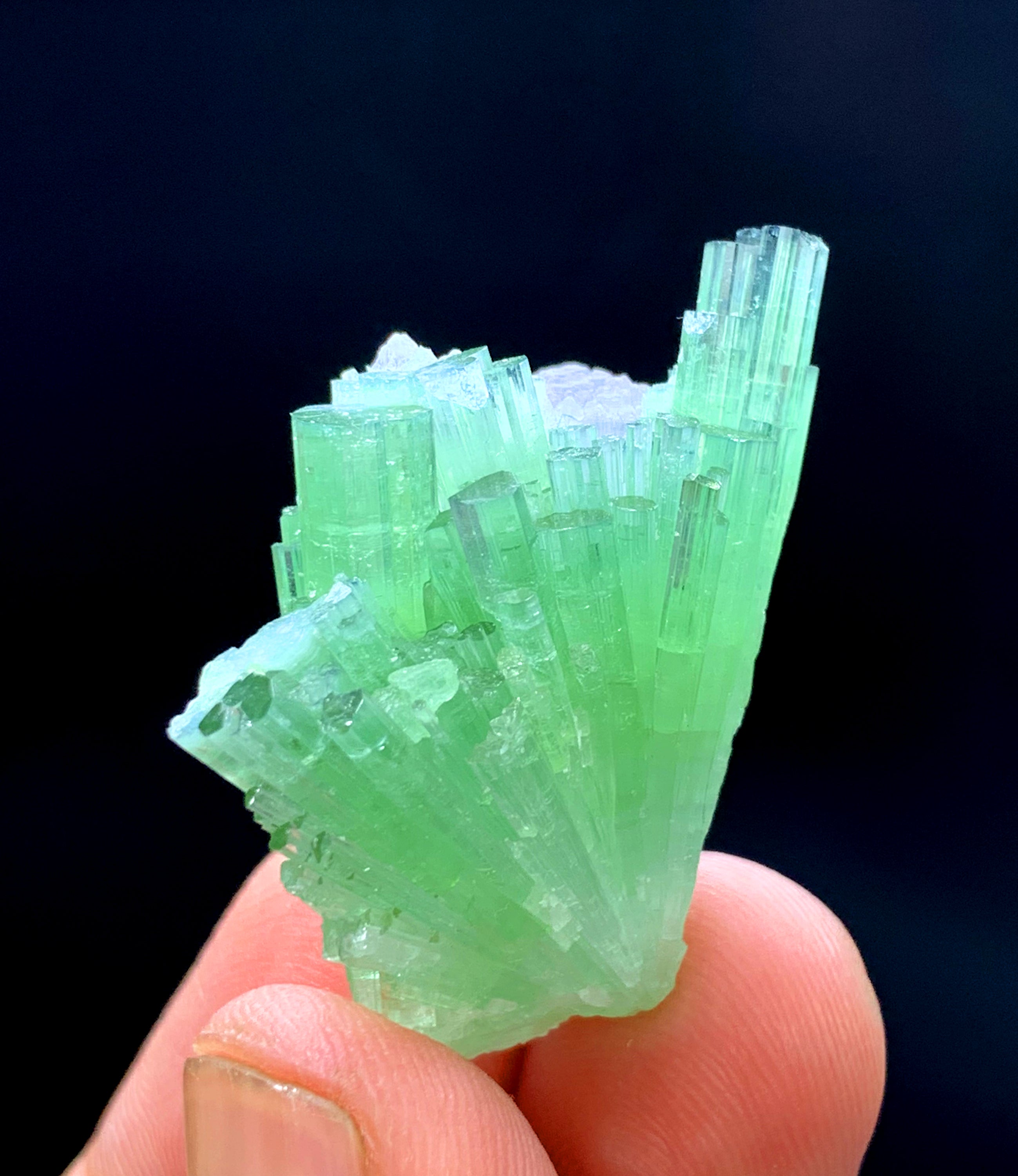 Green Tourmaline Cluster with Kunzite from Afghanistan - 17 gram