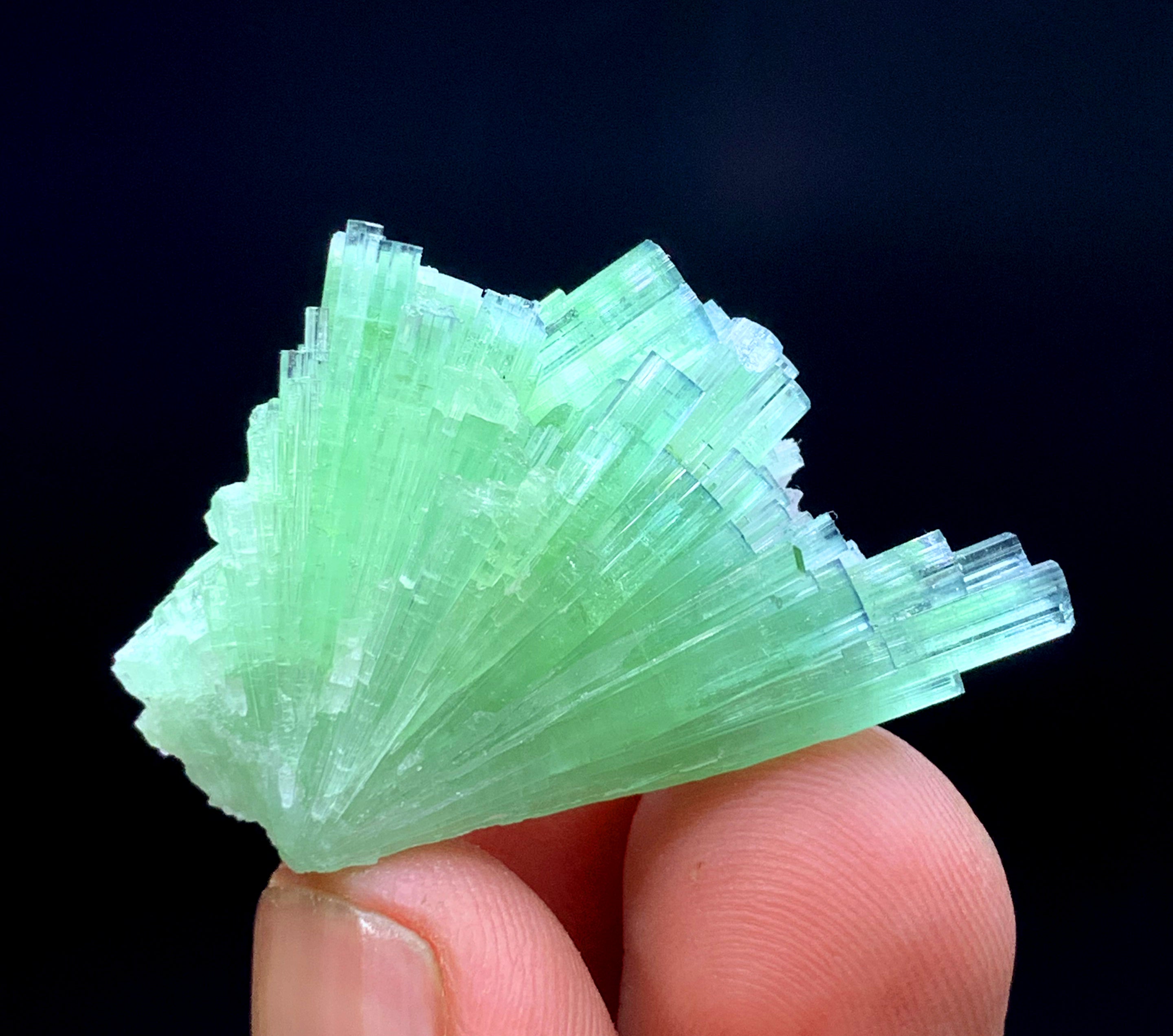 Green Tourmaline Cluster with Kunzite from Afghanistan - 17 gram