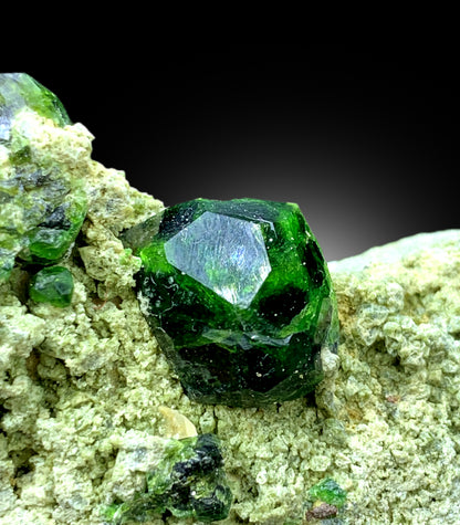 Lush Green Demantoid Garnet Crystals on Matrix, Garnet Specimen - 135 gram