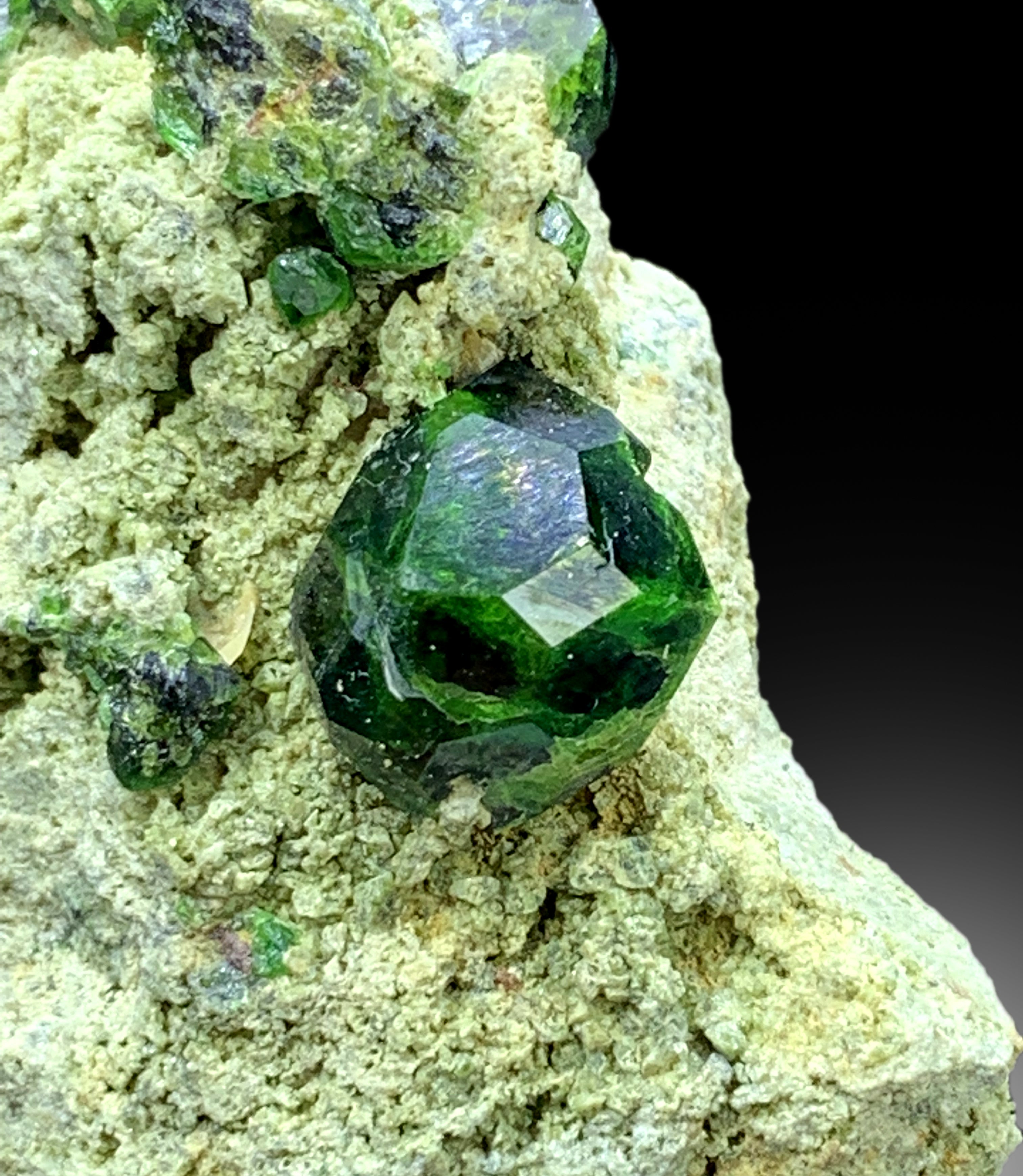 Lush Green Demantoid Garnet Crystals on Matrix, Garnet Specimen - 135 gram