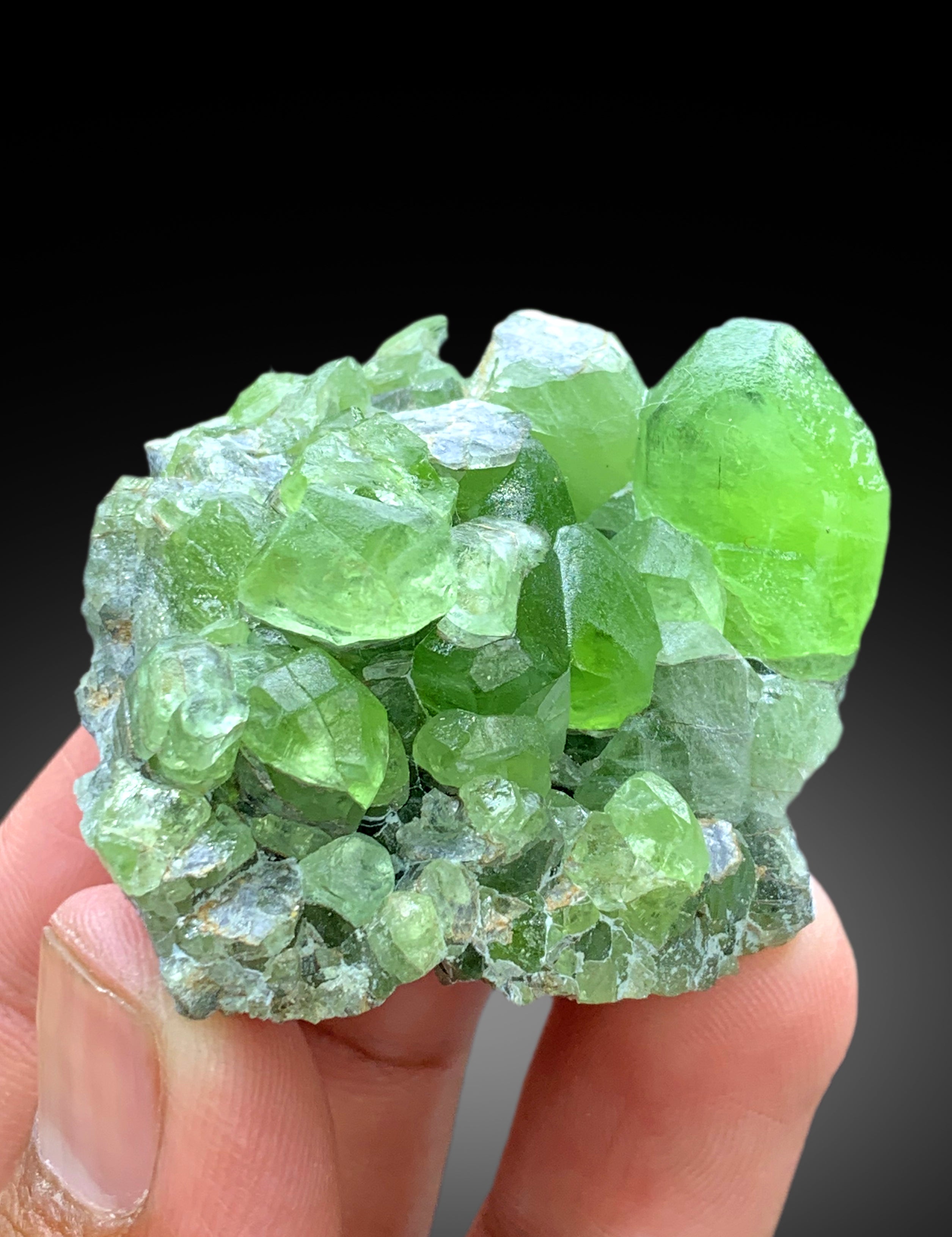 Lush Green Peridot Cluster, Peridot Crystals, Raw Mineral, Peridot Specimen - 63 gram