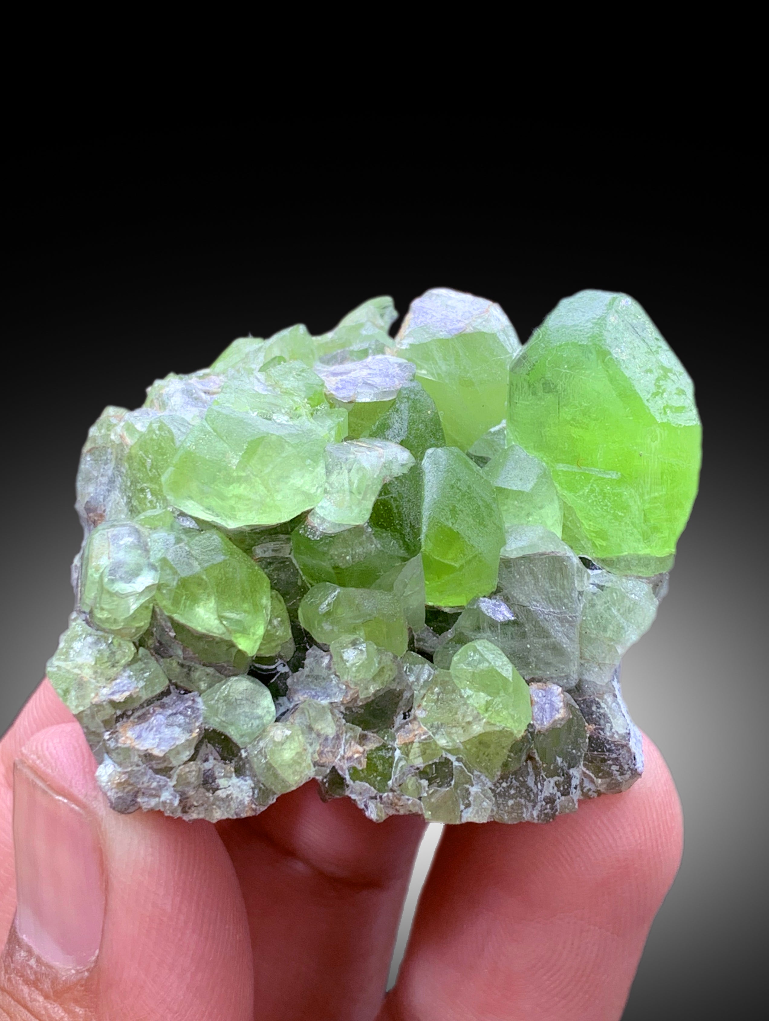 Lush Green Peridot Cluster, Peridot Crystals, Raw Mineral, Peridot Specimen - 63 gram